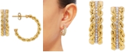 Macy's Diamond Rope Hoop Earrings (1/10 ct. t.w.) in 14k Gold & White Rhodium-Plate